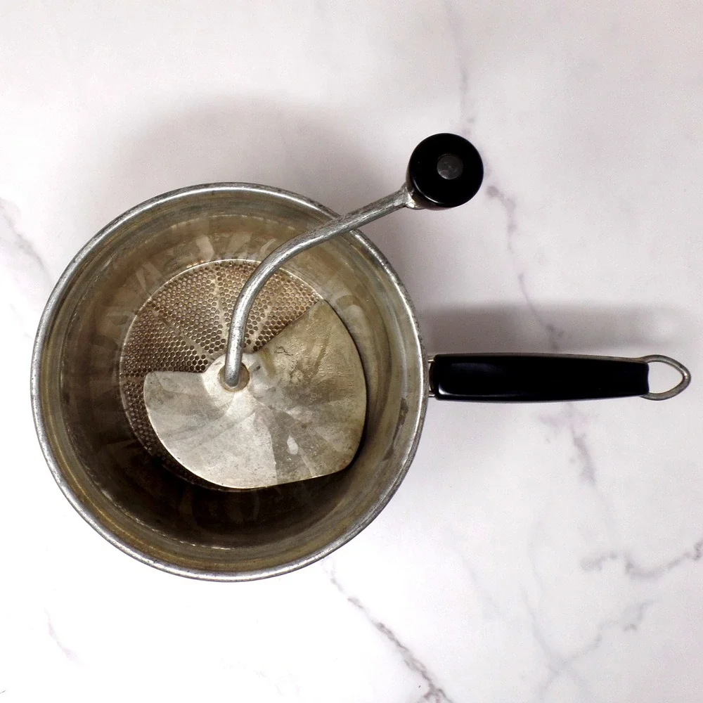 Vintage Foley Food Mill with Black Bakelite Handle and Knob (1950s)